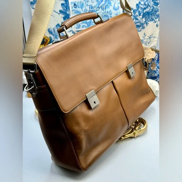 🆕 OROTON 🧿 NWOT Brown Leather Men's Briefcase - Picture 4 of 16